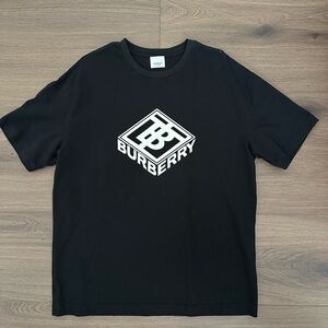 Burberry Black Tee with White Logo